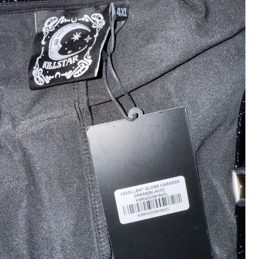NWT‎  Vexellent Gloss Harness Dress Black Vinyl Pentagram Gothic Size 4XL - Picture 3 of 4
